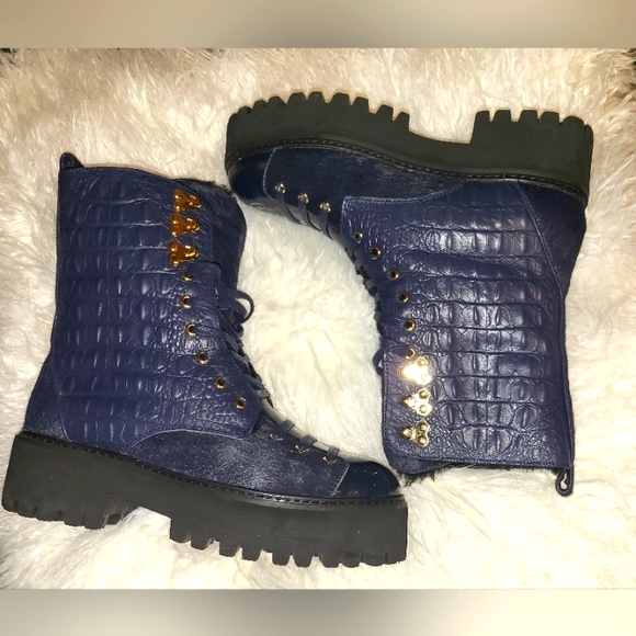Jennifer Le Shoes - Jennifer Le Finch Combat Boot - Navy SIZE 8.5